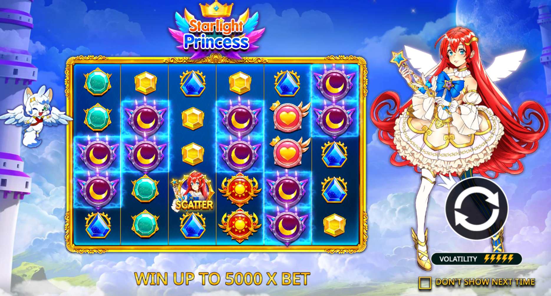 Starlight Princess demo — okno gry na stronie (Pragmatic Play)